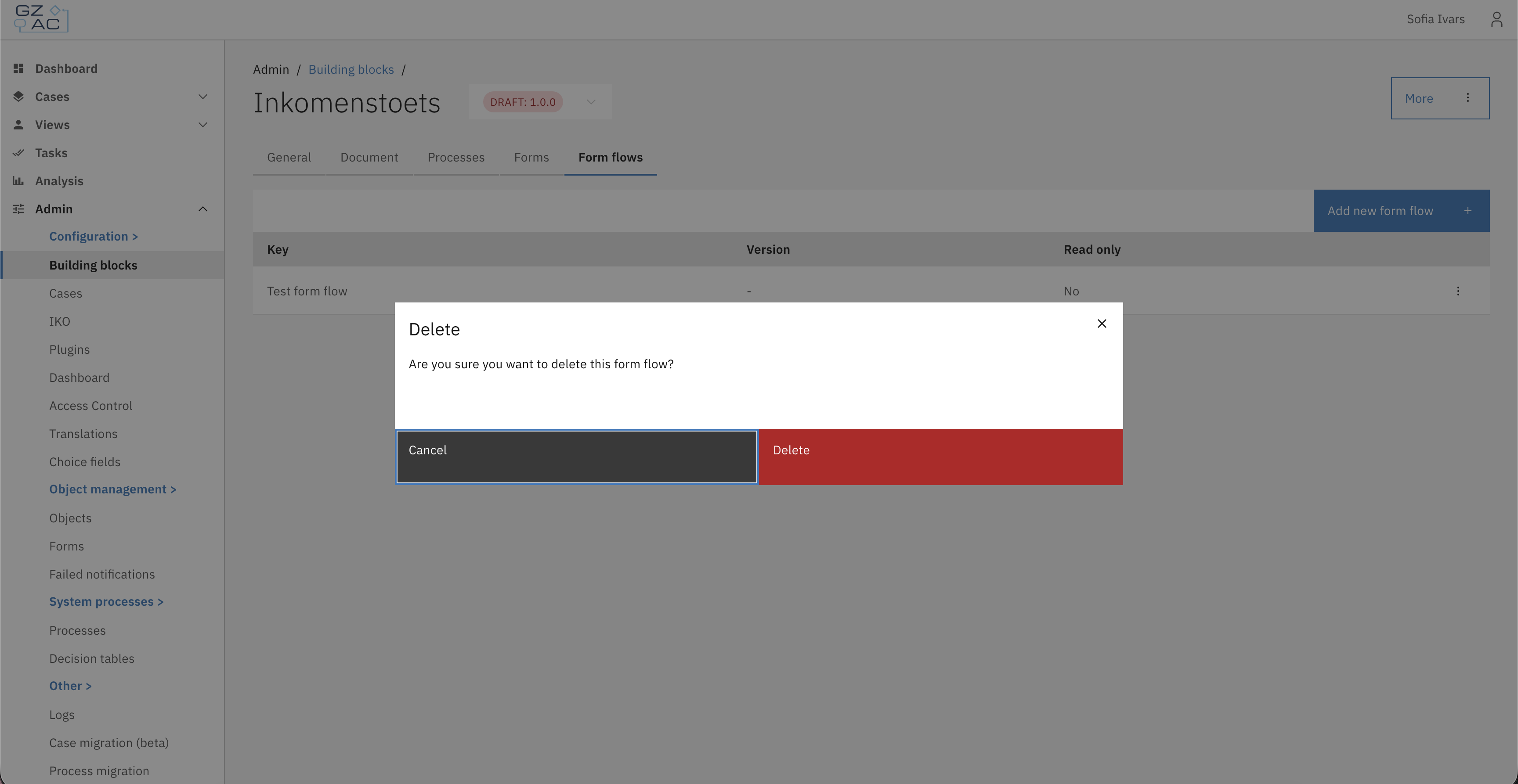 Delete form flow