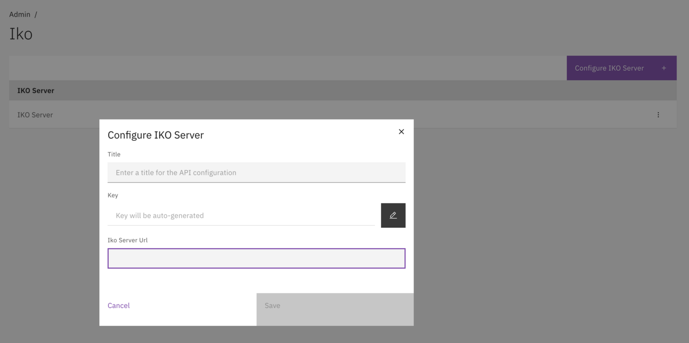 Add IKO Server form